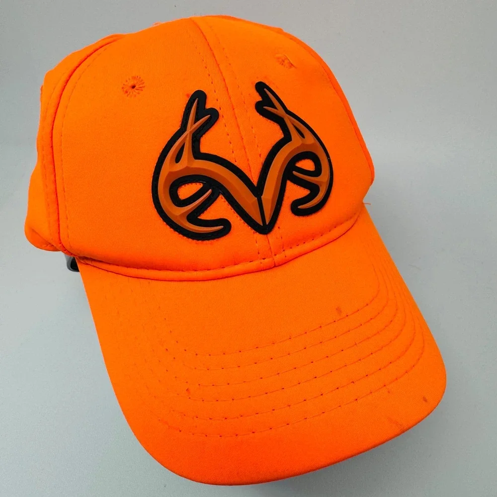 Realtree Blaze Orange Hunting Hat‎ Adjustable Hook and Loop Antler Logo Cap